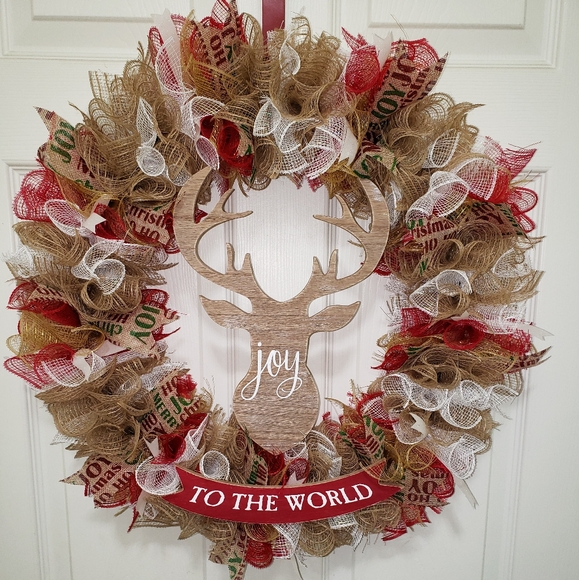 Other - 18in deco mesh joy to the world wreath